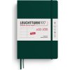 Leuchtturm 1917 Týždenný plánovač v tvrdej väzbe 2025/2026 18M EN A5 lesná zelená