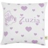 mimmo.cz Obliečka na vankúš s menom a medvedíkom - srdíčka - fialová