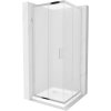Mexen Rio štvorcový sprchovací kút 90 x 90 cm, 6mm sklo, sklo námraza, chrómový profil + slim sprchová vanička 5cm, 860-090-090-01-30-4010
