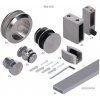 Závesný systém - set na sklenené dvere pre profil 30x10mm, (hrúbka skla: 8.00 - 12.00mm), set obsahuje 2 metre EB1-JK30x10, brúsená nerez K320/AISI 304 brúsená nerez K320 /AISI304