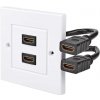 NEDIS nástěnný Box HDMI/ 2x HDMI zásuvka/ 4K@60Hz/ 18 Gbps/ pozlacené/ černo-bílý