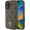 Guess PU 4G Strass Triangle Metal Logo kryt pre iPhone 16, hnedý 57983122232