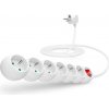 Connect IT prodlužovací kabel 230 V, 6 zásuvek, 3m, s vypínačem (bílý) CI-1282