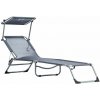 Záhradné ležadlo so strieškou - nastaviteľná poloha, sivé