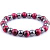 B-TOP Náramok z kamenných korálok Tigrie oko A HEMATIT - tmavo ružový