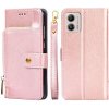 Peňaženkové kožené puzdro Zipper Bag na Motorola Moto G13 / G23 / G53 5G - Rose Gold