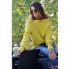 Fashionweek Oversize elegantný sveter s carmen výstrihom pre chladné dni JK19 / LILI Farba: horčicovú, Veľkosť: Universal