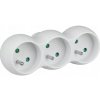 Elektrická rozdvojka s 3 zásuvkami a uzemnením, biela, zástrčka stred P908W