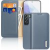Kožené odklápěcí pouzdro Dux Ducis Hivo z pravé kůže na karty a dokumenty pro Samsung Galaxy S22+ (S22 Plus) modré