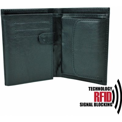 RFID kožená peňaženka v čiernej vybavená blokáciou RFID NFC č.8560 pravá koža čierna
