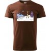 Panoráma lyžovania - Klasické pánske tričko vyššej gramáže - XS ( Čokoládová )