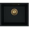 Sink Quality Crypton 55, kuchynský granitový drez 460x375x205 mm + zlatý sifón, čierna, SKQ-CRY.C.1KBO.55.XG
