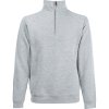 Fruit of the Loom Mikina Classic Zip-Neck Sweat s 1/4 zipem COT16211461001-heather gre S Melír šedá