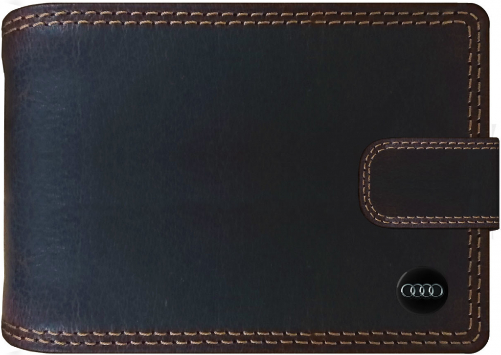 AUDI kožená pánska peňaženka hnedá RFID. Pravá koža
