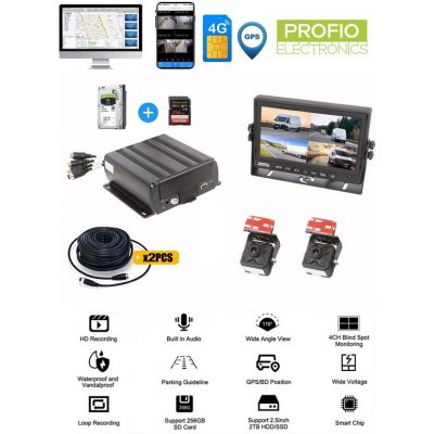 PROFIO X7 - kamerový DVR systém 4CH + GPS/WIFI/4G SIM podpora - 256GB/2TB HDD