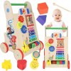 Drevené montessori interaktívne chodítko pre deti na tlačenie 6v1
