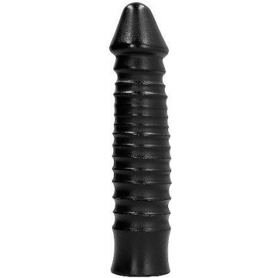 All Black Large Dildo with Ribbed Shaft 26 cm