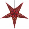 Guru Shop Vianočná hviezda 60 cm – červená s čierno-ružovým vitrážnym vzorom