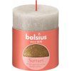 Sviečka Bolsius Rustic, valcová, Vianoce, Sunset Sandy Grey+ Gold, 80/68 mm