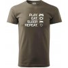 Play Eat Sleep Repeat game - Klasické pánske tričko vyššej gramáže - L ( Army )