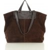 MARCO MAZZINI Veľká semišová kožená taška s dvojitými uchami | tmavohnedá vs56cc