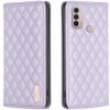 Peňaženkové kožené puzdro Diamond Lattice na Motorola Moto E20 / E30 / E40 - Fialová