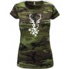 Jeleň z listov - Dámske maskáčové tričko - L ( Zelený maskáč )