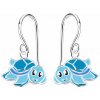 Nefertitis Strieborné náušnice Modrá korytnačka NF51999 - 12 x 8 mm, 0,56 g