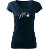 T-ričko Fish dámske tričko Farba trička: Tmavomodrá, Farba potlače: Biela, Veľkosť: S