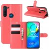 Peňaženkové kožené puzdro LICHTI na Motorola Moto G8 Power - červená