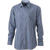 James & Nicholson JN 617 popelínová kostkovaná košile dlouhý rukáv COT020617963 navy/bílá