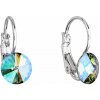 Náušnice bižutérie so Swarovski kryštálmi zelené fialové okrúhle 51031.5
