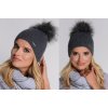 Fashionweek Dámska zimná čiapka s brmbolcom ZIZI-H1 Farba: grafit, Veľkosť: Universal