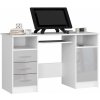 Ak furniture Volně stojící psací stůl Ana 124 cm bílý/šedý - lesk