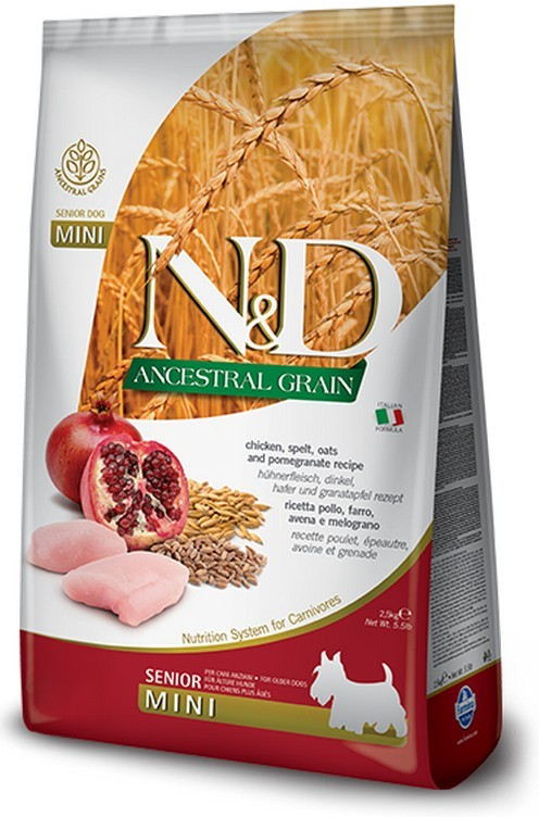 N&D Dog AG senior mini, chicken spelt oats & pomegranate 2,5 kg