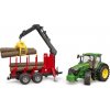 Bruder 3154 traktor John Deere 7R 350 se zadním přívěsem a 4 kládami