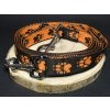 Palkar vodítko prepínacie z popruhu pre psov 250 cm x 25 mm čierno-oranžová s labkami (Palkar vodítko prepínacie z popruhu pre psov 250 cm x 25 mm čierno-oranžová s labkami)