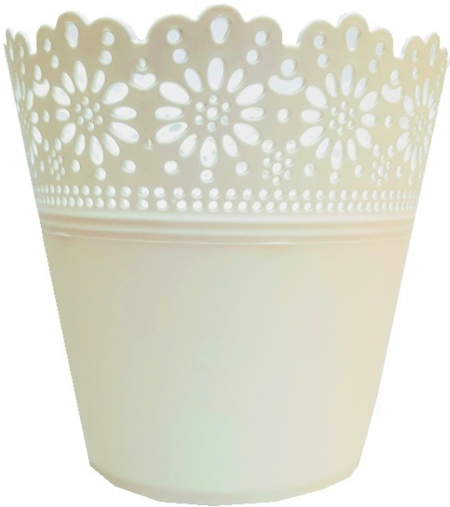 PlasticFuture Kvetináč s čipkou Tree biely, 12 cm