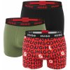 HUGO - boxerky 3PACK cotton stretch classic logo HUGO & army green color combo - limitovaná fashion edícia (HUGO BOSS)-L (90-98 cm)