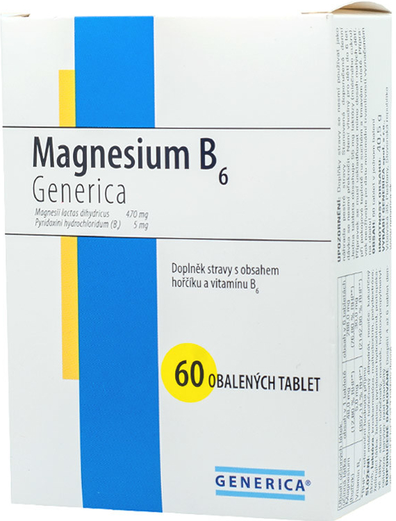 Generica Magnesium B6 60 tabliet od 4,52 € - Heureka.sk
