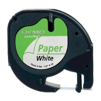 Dymo originálna páska do tlačiarne štítkov 12mm x 4m / čierna tlač / biely podklad / LetraTag papierová páska (59421-D)