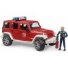 Bruder 2528 Jeep Wrangler Rubicon hasičský s figurkou a příslušenstvím