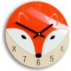 ModernClock Detské nástenné hodiny Liška 30 cm oranžové