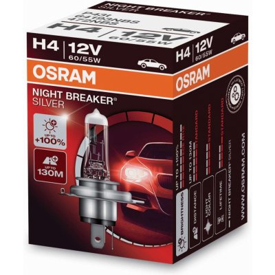 OSRAM H4 12V 60/55W P43T NIGHT BREAKER® SILVER +100% 1ks