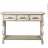 Clayre & Eef Bielo-zelený antik drevený konzolový stôl so šuplíčkami Delphine - 129*36*99 cm - Clayre & Eef