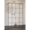 RADAWAY MODO NEW BLACK I FACTORY 140cm pevná sprchová stena / walk-in kút, profil čierny, sklo factory, 388144-54-57