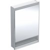 Geberit ONE - Zrkadlová skrinka s LED osvetlením, 600x900x150 mm, pánty vpravo, s nikou, vstavaná, hliník 505.821.00.1