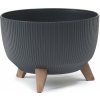 Nohel Garden Žardinka ROMA ECO WOOD 4v1 plastová + 3 ks nožičiek d24x15cm Barva: Bílá, Průměr: 24 cm, Výška: 15 cm