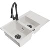 Mexen Gaspar, 1,5-komorový granitový drez 737x475x177 mm a drezová batéria Elia, biela, 6507-20-670101-70