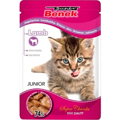 Super Benek Super Chunks Kitten jahňacie v omáčke 24 x 100 g